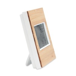 Station météo multifonction personnalisée en finition bambou TURKU Matières : ABS Couleurs : bois cadeau entreprise pas cher