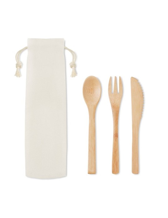 Set de Couverts en Bambou Réutilisables Personnalisé SETBOO pas cher