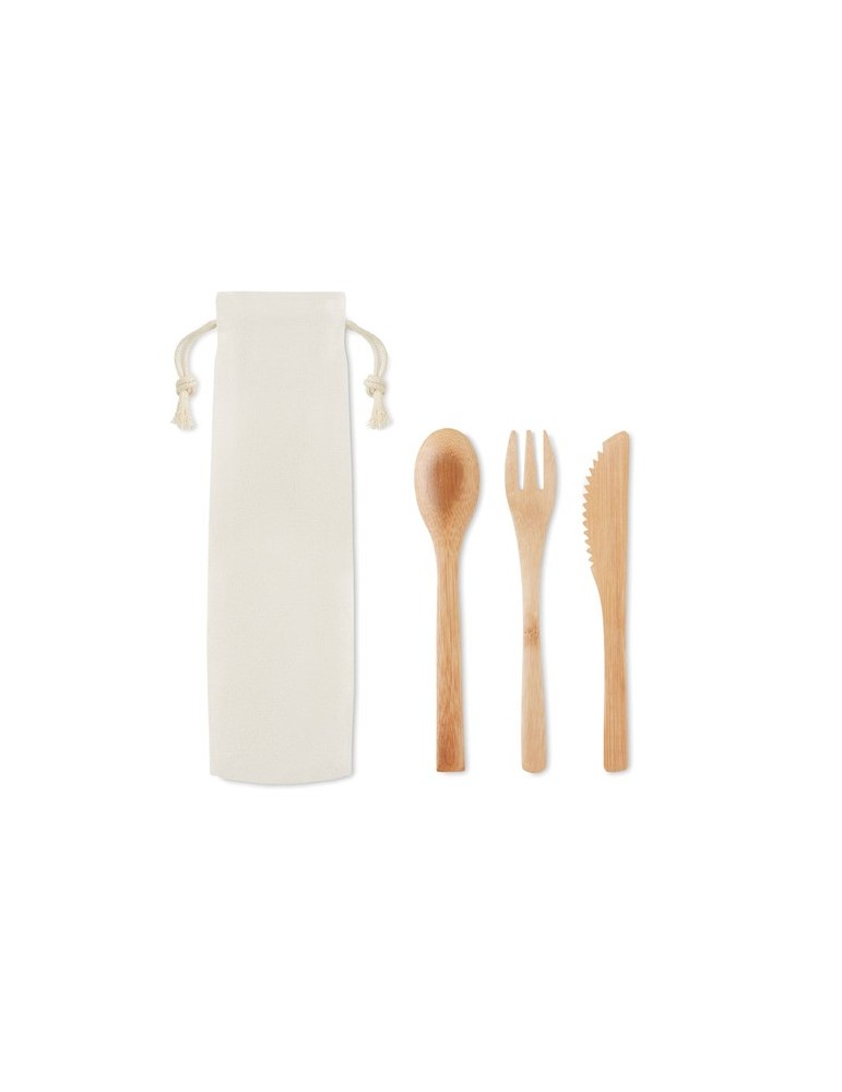 Set de Couverts en Bambou Réutilisables Personnalisé SETBOO pas cher