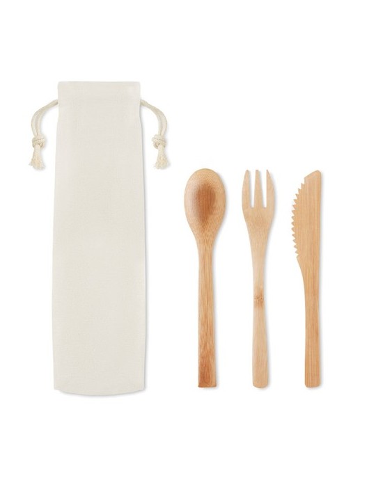 Set de Couverts en Bambou Réutilisables Personnalisé SETBOO pas cher
