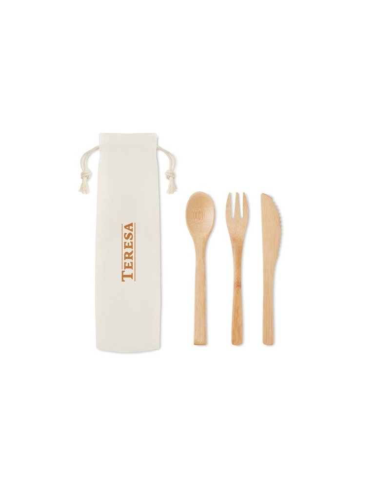 Set de Couverts en Bambou Réutilisables Personnalisé SETBOO pas cher