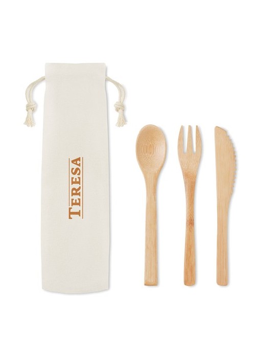 Set de Couverts en Bambou Réutilisables Personnalisé SETBOO pas cher