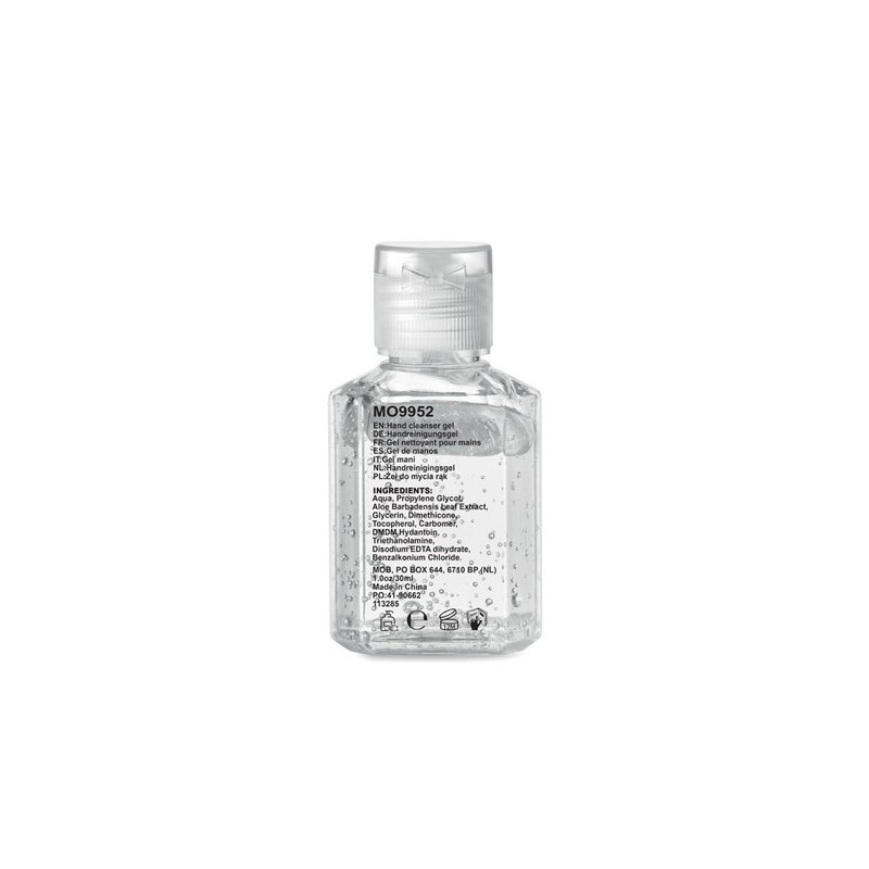 Gel nettoyant antibactérien pratique personnalisé 30ml pour mains - GEL 30 Couleurs : transparent personnalisable avec votre log