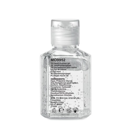Gel nettoyant antibactérien pratique personnalisé 30ml pour mains - GEL 30 Couleurs : transparent personnalisable avec votre log