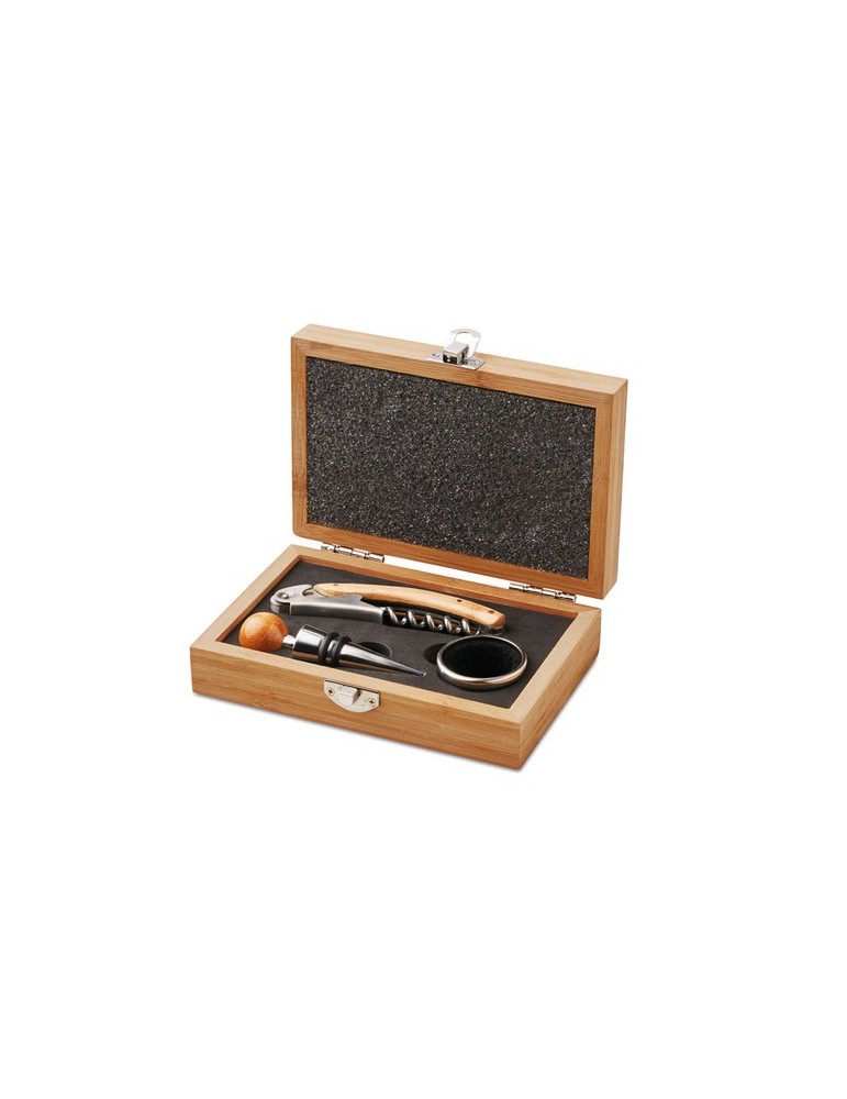Coffret Sommelier Personnalisé en Bambou - Cadeau Idéal pas cher