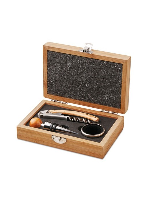 Coffret Sommelier Personnalisé en Bambou - Cadeau Idéal pas cher