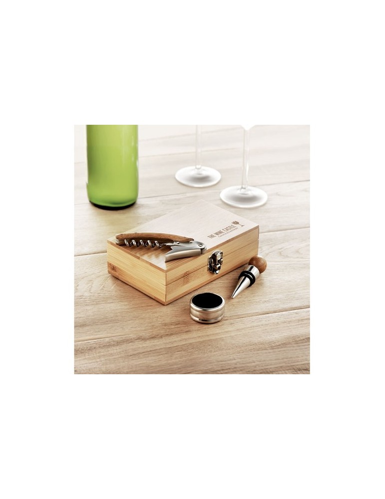 Coffret Sommelier Personnalisé en Bambou - Cadeau Idéal pas cher