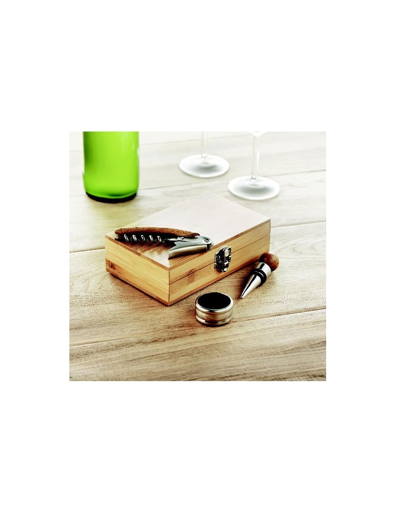Coffret Sommelier Personnalisé en Bambou - Cadeau Idéal pas cher