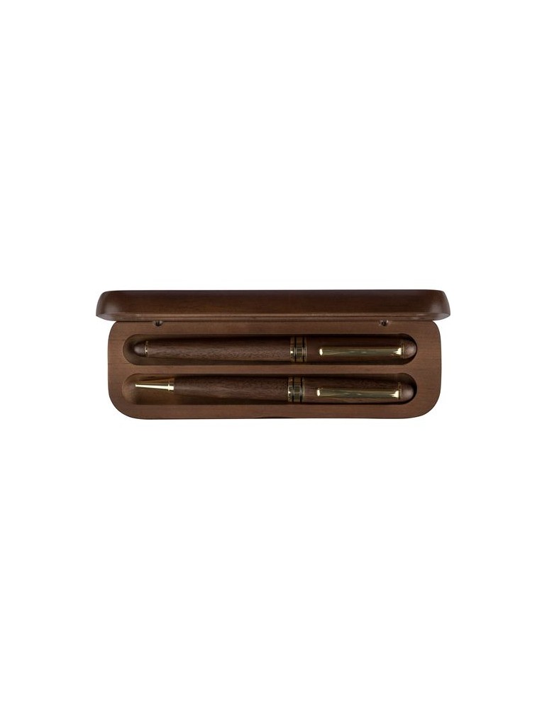 Coffret de stylos en bois de noyer Adelina
