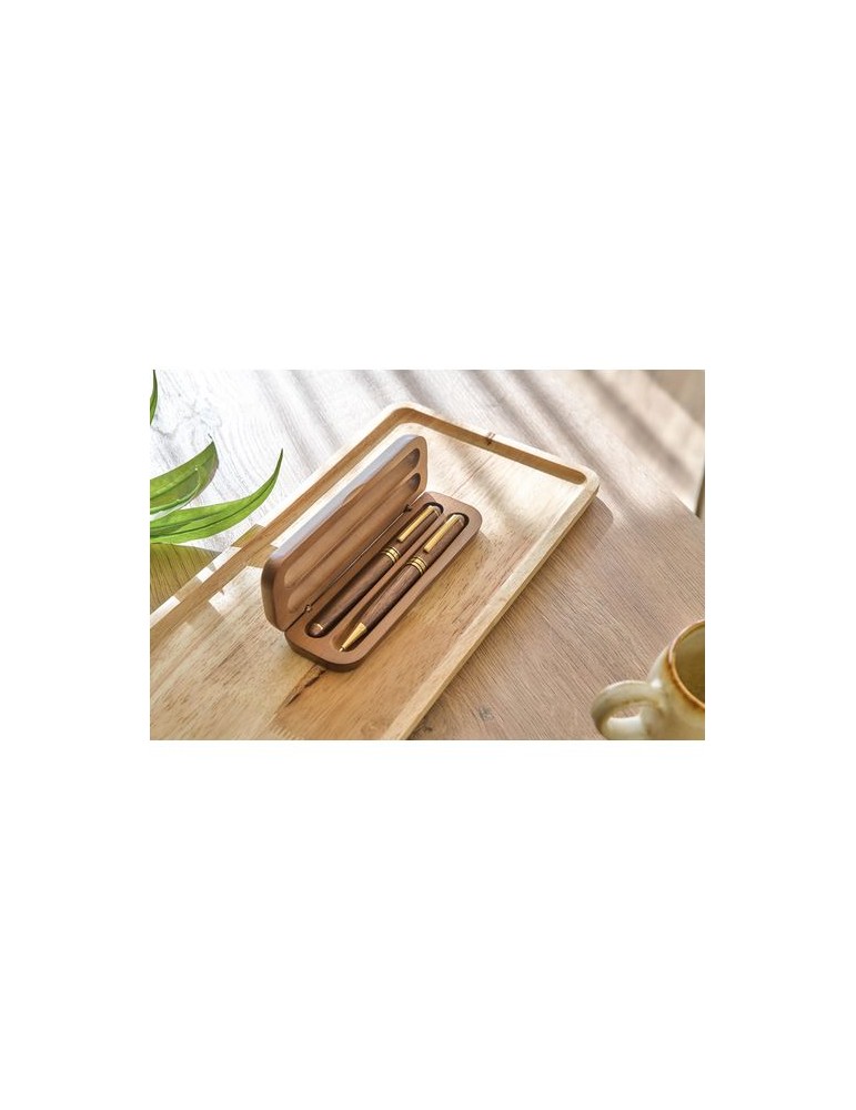 Coffret de stylos en bois de noyer Adelina