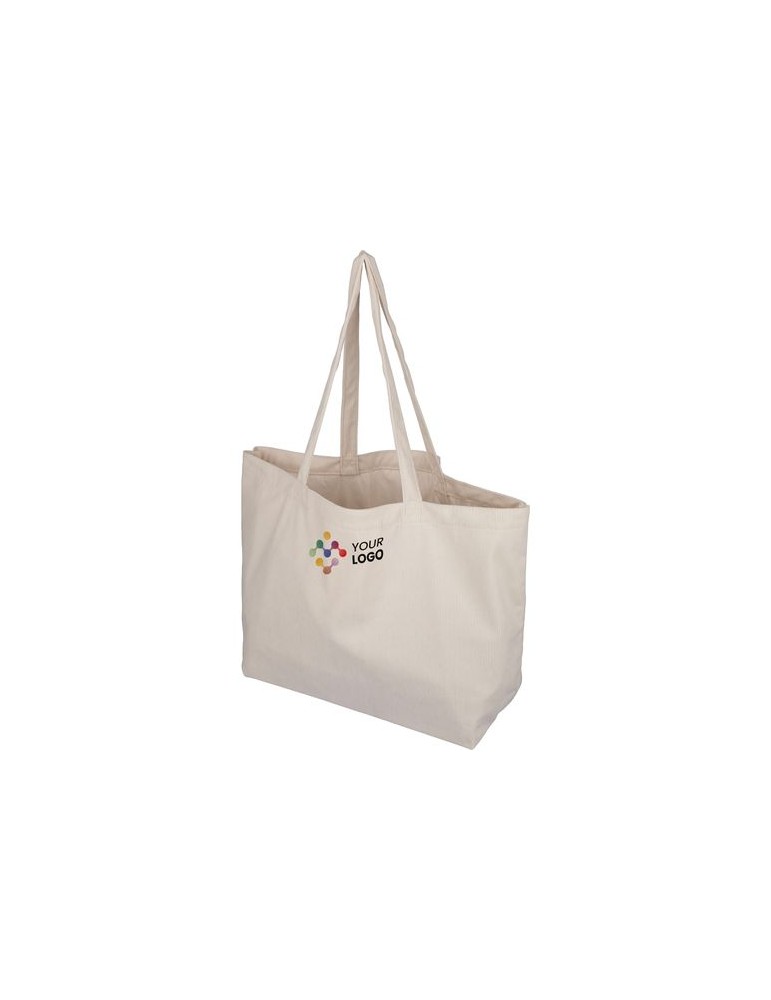 Sac shopping en velours côtelé Tino