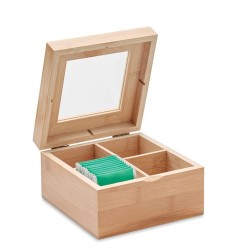 Boîte à thé  en bambou personnalisée - CAMPO TEA Matières : bambou Couleurs : bois goodies publicitaire événementiel