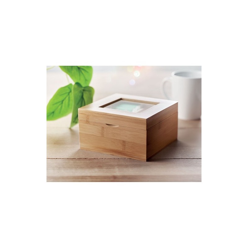 Boîte à thé  en bambou personnalisée - CAMPO TEA Matières : bambou Couleurs : bois marquage laser ultra précis