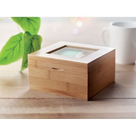Boîte à thé  en bambou personnalisée - CAMPO TEA Matières : bambou Couleurs : bois marquage laser ultra précis