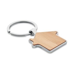 Porte-clés personnalisable en métal et bambou BURNIE