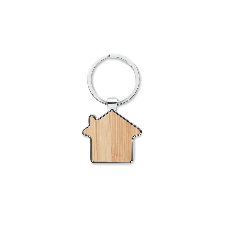 Porte-clés personnalisable en métal et bambou BURNIE Matières : métal Couleurs : bois cadeau entreprise pas cher
