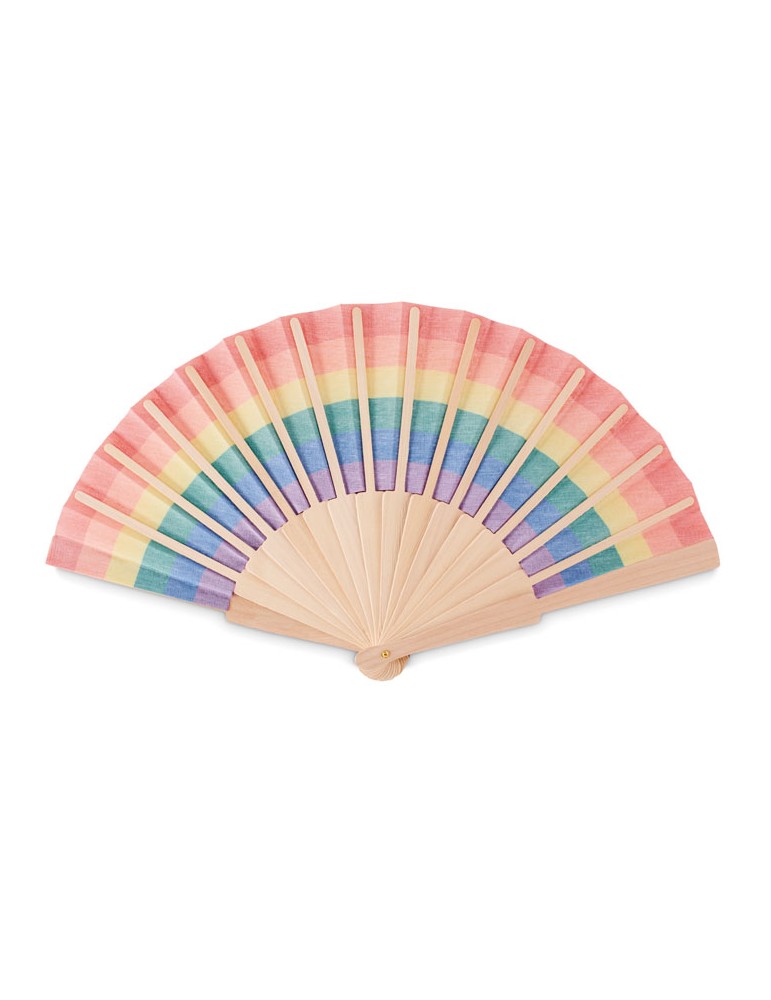Éventail en Bois Arc-en-Ciel BOWFAN publicitaire personnalisable