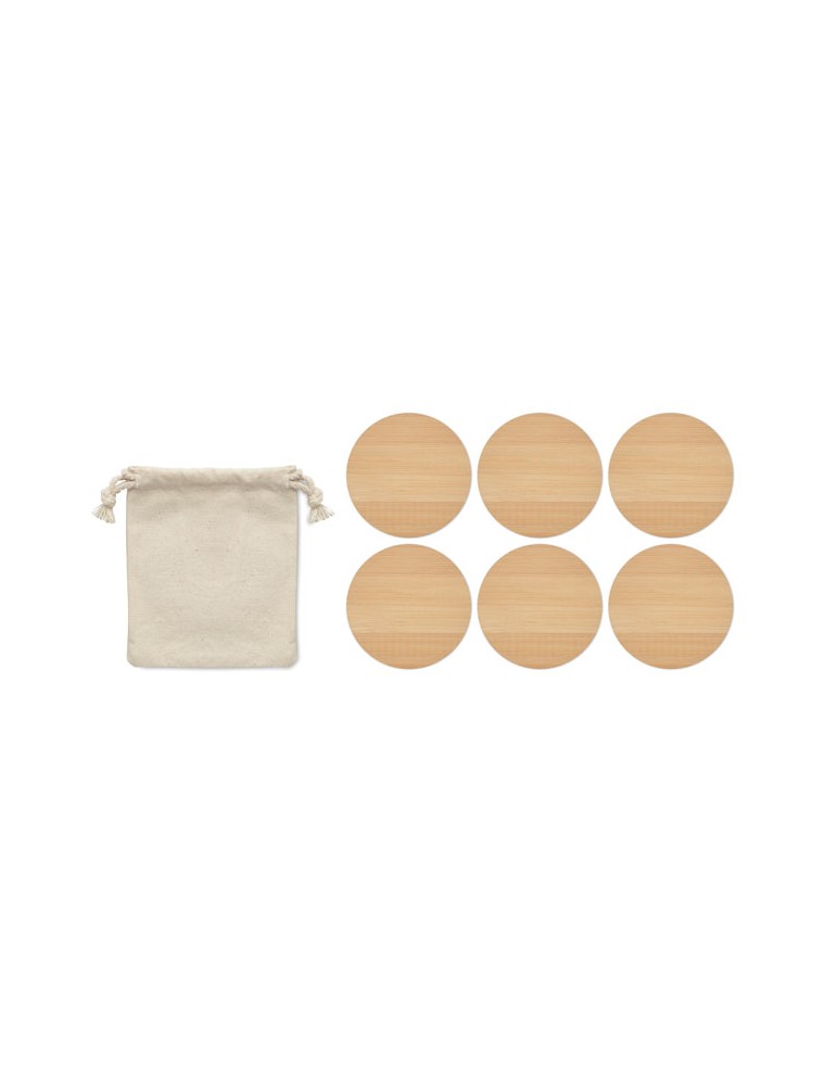 Lot de 6 sous-verres en bambou personnalisés - Arts de la table pas cher