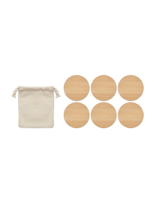Lot de 6 sous-verres en bambou personnalisés - Arts de la table pas cher