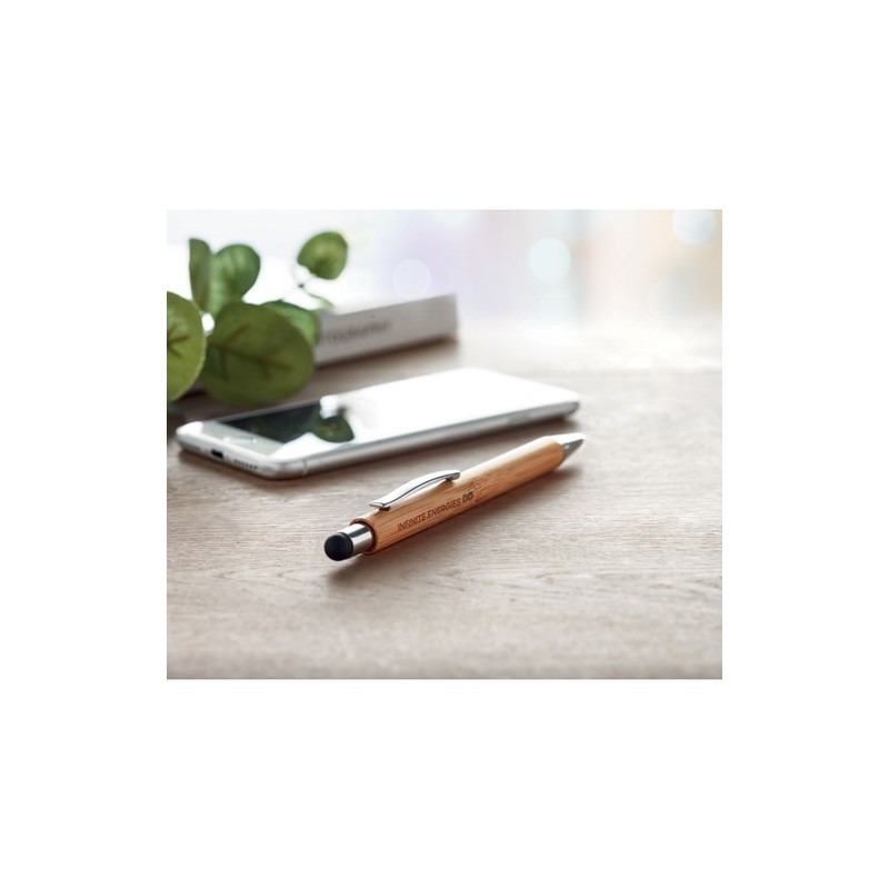 Stylo personnalisé en bambou BAYBA - Stylet  Matières : bambou Couleurs : bois goodies publicitaire événementiel