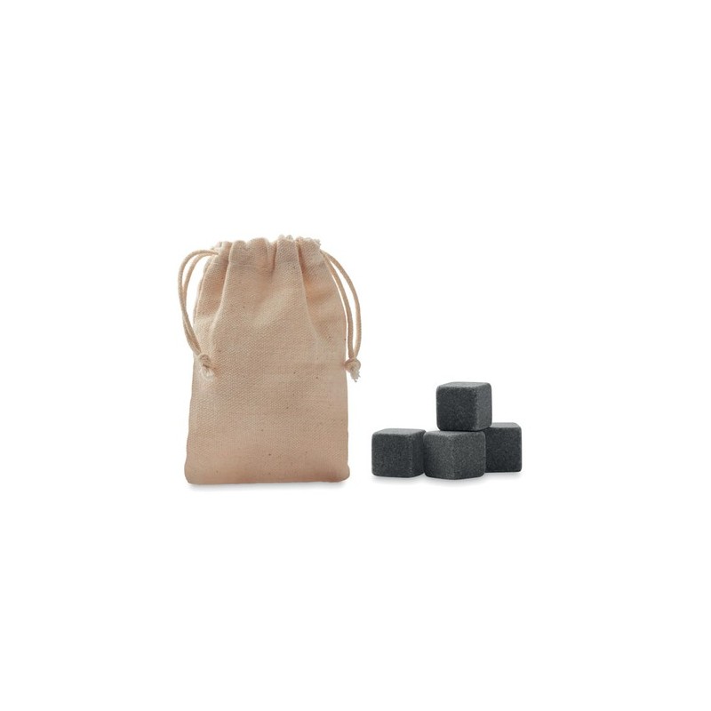 Cubes en pierre personnalisés pratiques dans pochette ROCKS Couleurs : beige