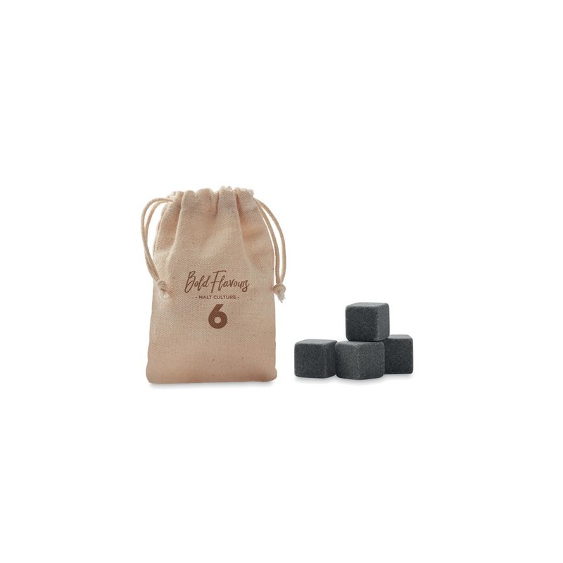 Cubes en pierre personnalisés pratiques dans pochette ROCKS Couleurs : beige personnalisable avec votre logo