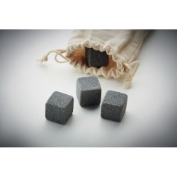 Cubes en pierre personnalisés pratiques dans pochette ROCKS Couleurs : beige cadeau entreprise pas cher