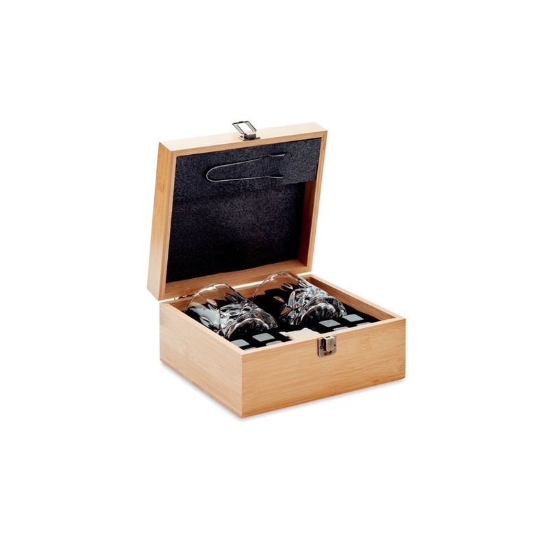 Set de Whisky Éco-responsable Personnalisé avec Boîte en Bambou - INVERNESS Matières : verre Couleurs : bois