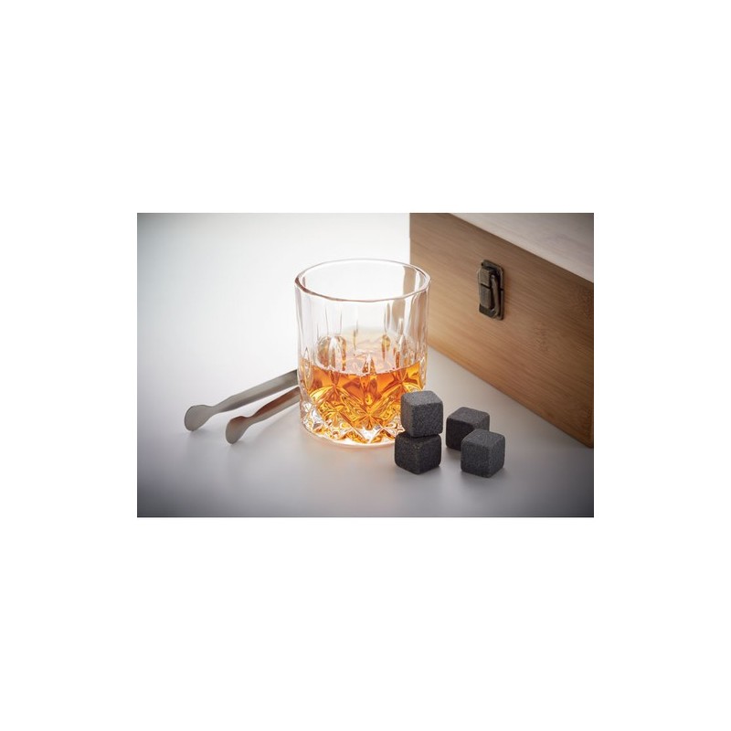 Set de Whisky Éco-responsable Personnalisé avec Boîte en Bambou - INVERNESS Matières : verre Couleurs : bois impression haute dé