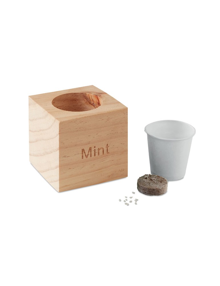 Pot en Bois Menthe Personnalisé Objets Publicitaires