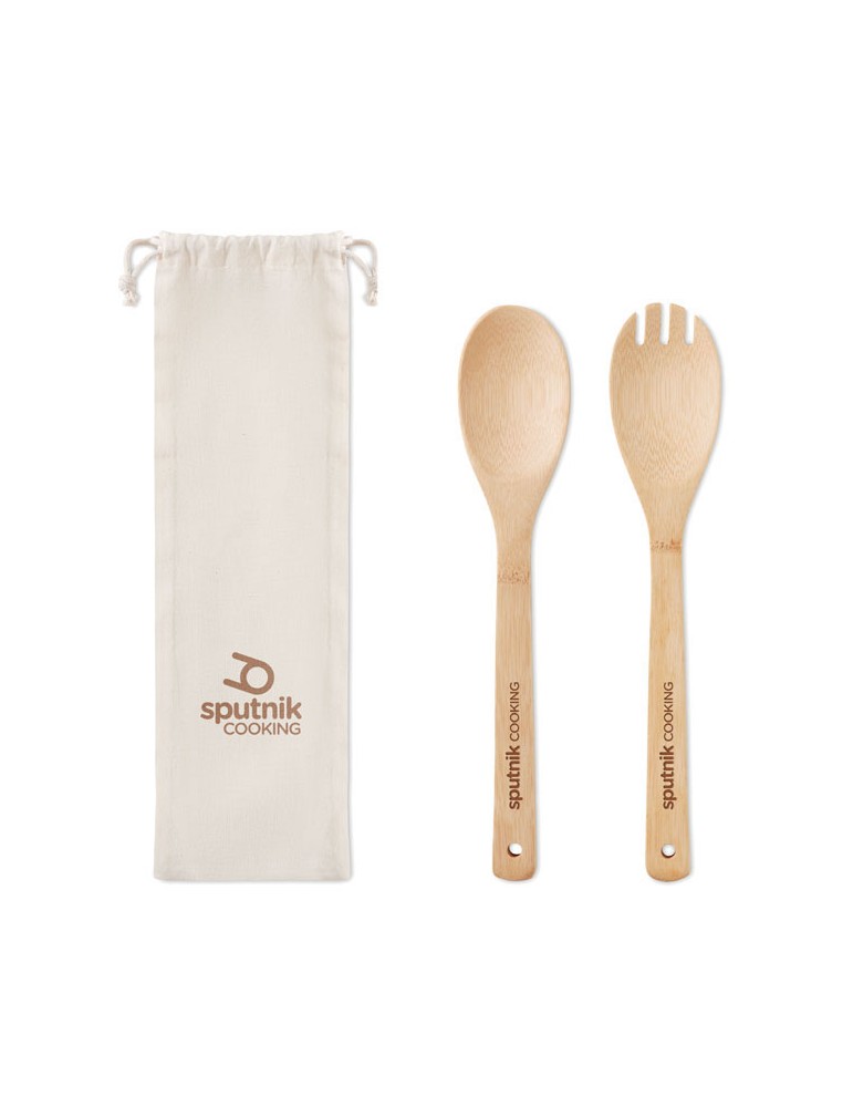 Couverts à salade personnalisés en bambou - MAYEN SET pas cher