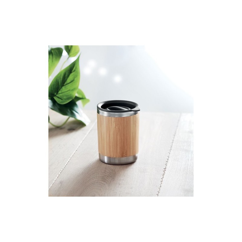 Gobelet isotherme personnalisé en acier inoxydable 250ml LOKKA Matières : acier inoxydable Couleurs : bois impression haute défi