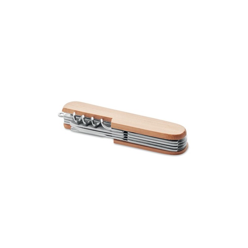 Couteau Multi Outils Éco-responsable Pratique en Bambou LUCY LUX Matières : métal Couleurs : bois cadeau entreprise pas cher