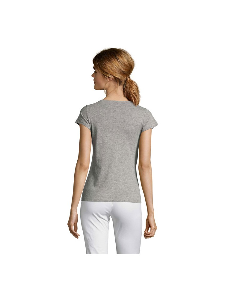 T-shirt Femme Col V MOON - 100% Coton Confortable Personnalisé pas cher
