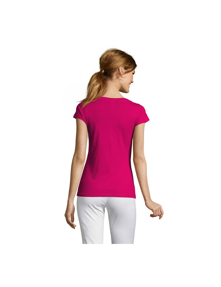 T-shirt Femme Col V MOON - 100% Coton Confortable Personnalisé pas cher