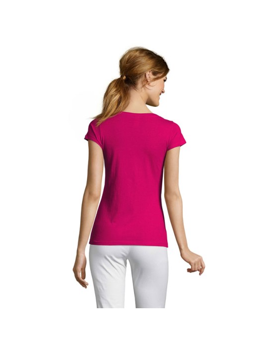 T-shirt Femme Col V MOON - 100% Coton Confortable Personnalisé pas cher