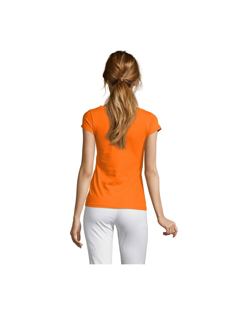 T-shirt Femme Col V MOON - 100% Coton Confortable Personnalisé pas cher