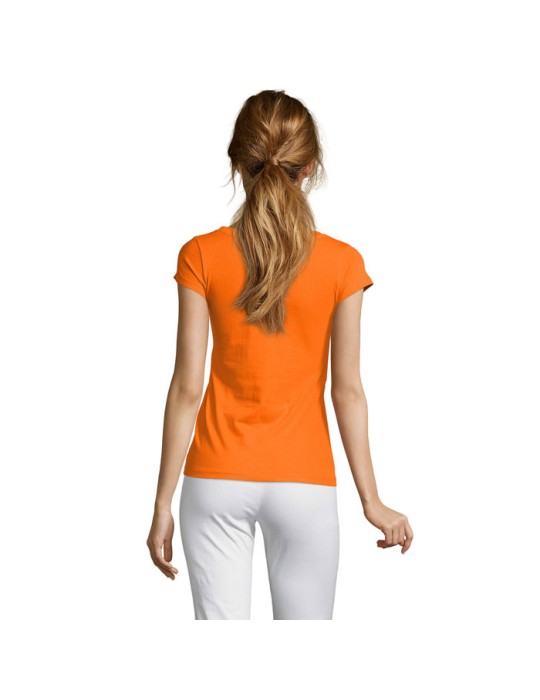 T-shirt Femme Col V MOON - 100% Coton Confortable Personnalisé pas cher