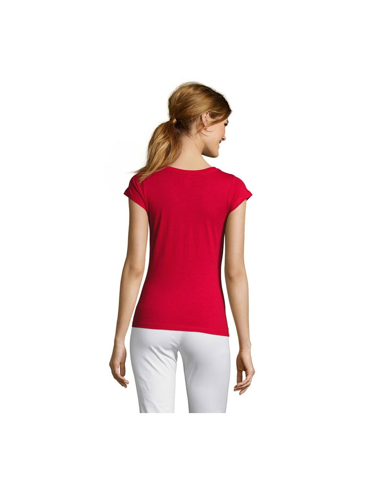 T-shirt Femme Col V MOON - 100% Coton Confortable Personnalisé pas cher