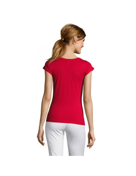 T-shirt Femme Col V MOON - 100% Coton Confortable Personnalisé pas cher