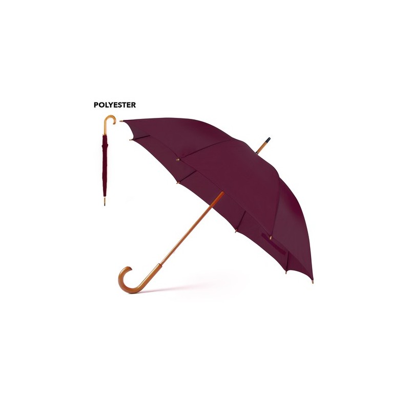Parapluie publicitaire unique Santy Matières : polyester Couleurs : bordeaux personnalisation sur mesure