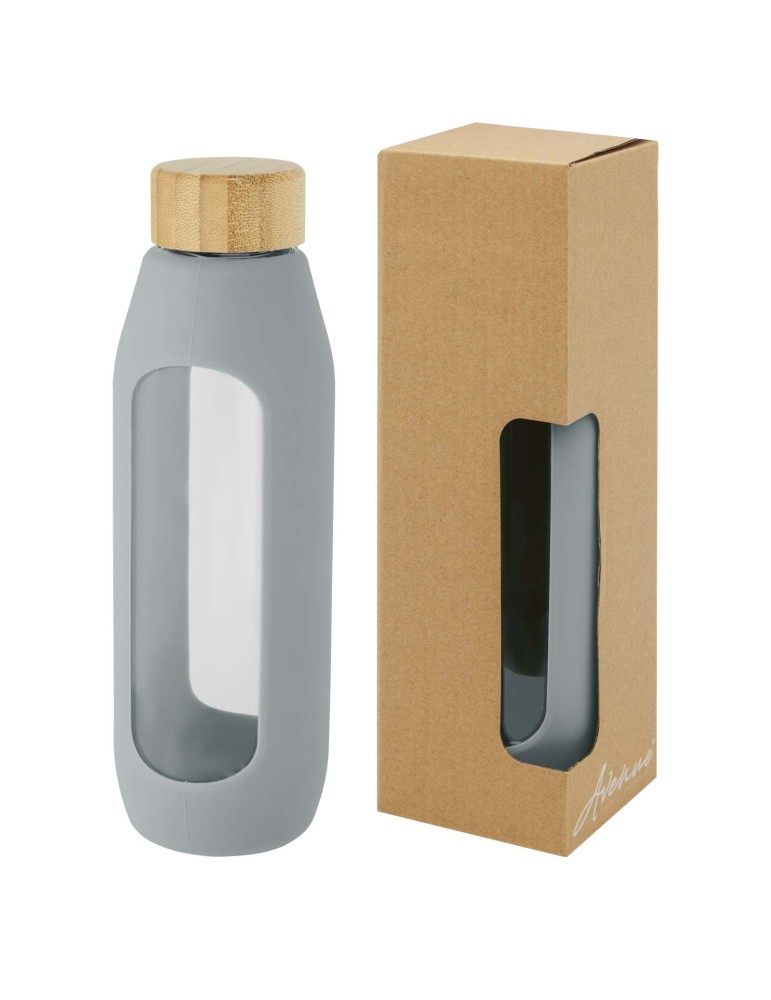 Bouteille Tidan de 600 ml en verre borosilicate avec grip en silicone