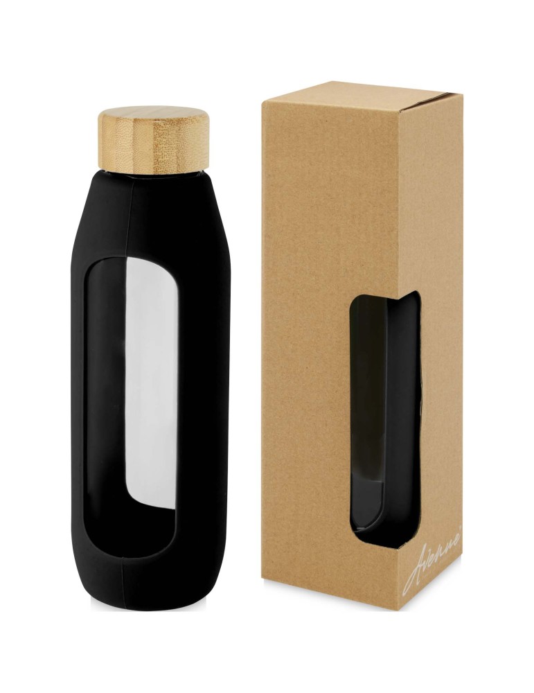 Bouteille Tidan de 600 ml en verre borosilicate avec grip en silicone