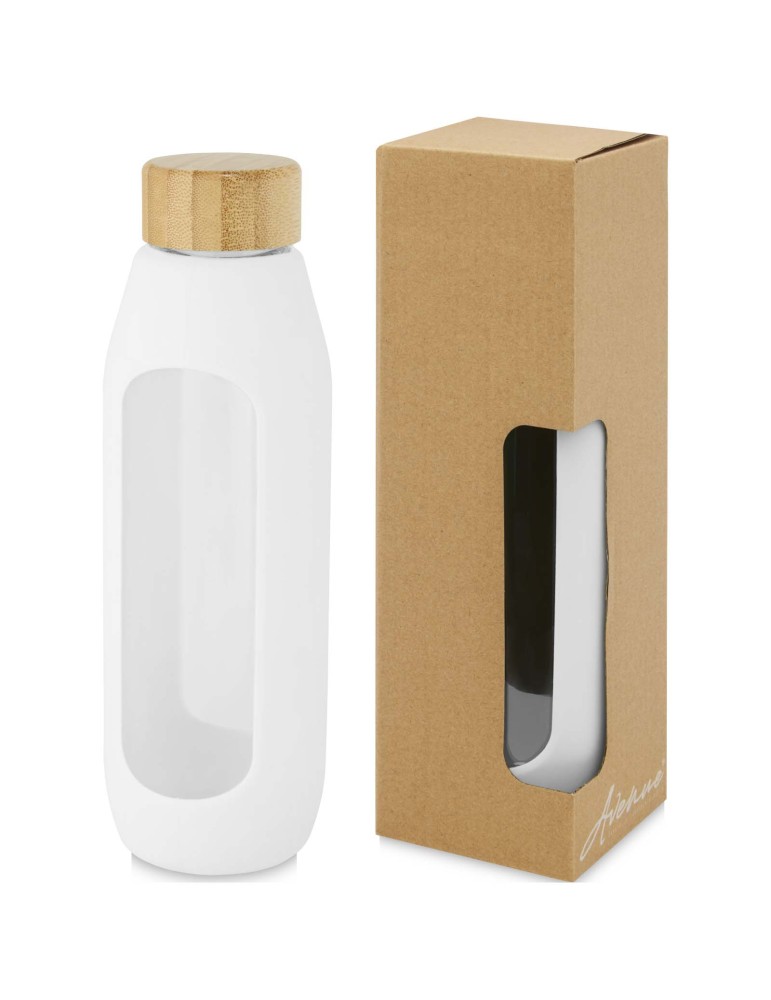 Bouteille Tidan de 600 ml en verre borosilicate avec grip en silicone