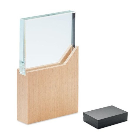Plaque Trophée en Cristal Personnalisée Élégante ZEAL Matières : verre Couleurs : bois