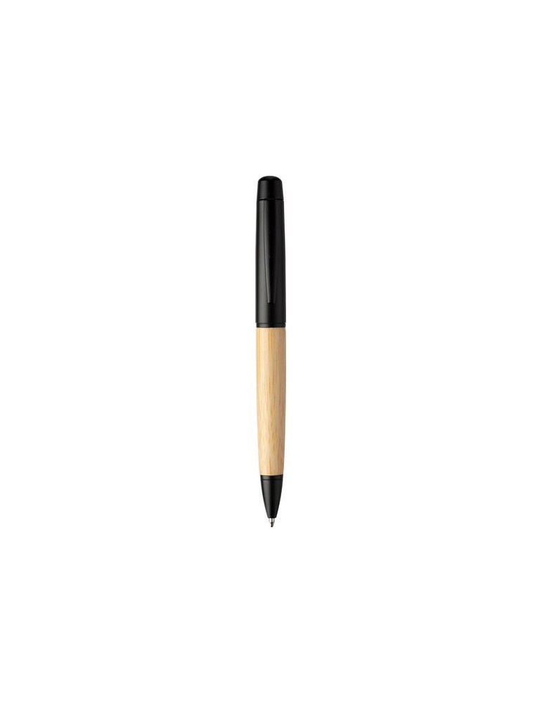 Stylo bille twist personnalisé en acier inoxydable et bambou Anke pas cher