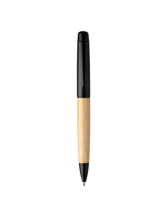 Stylo bille twist personnalisé en acier inoxydable et bambou Anke pas cher