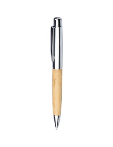 Stylo bille twist personnalisé en acier inoxydable et bambou Anke pas cher 2