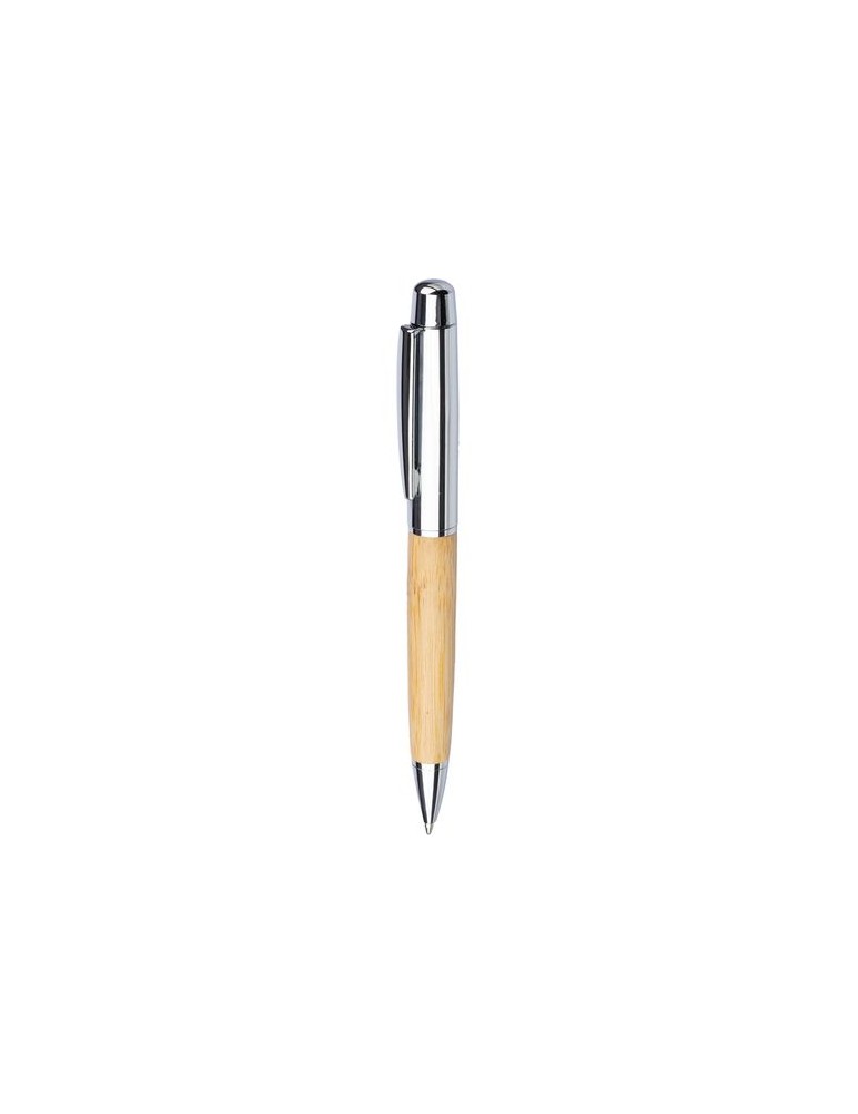 Stylo bille twist personnalisé en acier inoxydable et bambou Anke pas cher