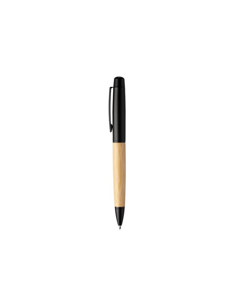 Stylo bille twist personnalisé en acier inoxydable et bambou Anke pas cher